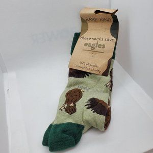 Bare Kind Green Save the Eagles Thermoregulating Bamboo Socks 8-12